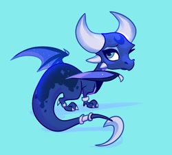 Size: 2499x2258 | Tagged: safe, artist:janegumball, princess luna, dragon, g4, blue background, crossover, crossover fusion, cynder, dragoness, dragonified, female, fusion, high res, looking back, lunadragon, signature, simple background, solo, species swap, spyro the dragon (series), starry wings, the legend of spyro, wings