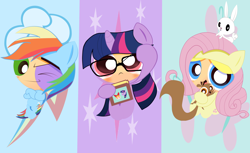 Size: 4900x3000 | Tagged: safe, artist:j5ajj, angel bunny, fluttershy, rainbow dash, twilight sparkle, human, g4, blossom (powerpuff girls), bubbles (powerpuff girls), buttercup (powerpuff girls), the powerpuff girls