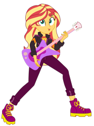 Size: 2800x3766 | Tagged: safe, artist:gmaplay, sunset shimmer, human, equestria girls, equestria girls series, g4, sunset's backstage pass!, spoiler:eqg series (season 2), electric guitar, guitar, high res, music, music festival outfit, musical instrument, post crush, simple background, solo, transparent background