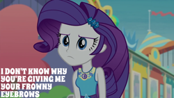 Size: 2000x1125 | Tagged: safe, edit, edited screencap, editor:quoterific, screencap, rarity, human, equestria girls, equestria girls specials, g4, my little pony equestria girls: better together, my little pony equestria girls: rollercoaster of friendship, solo