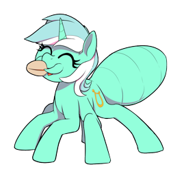 Size: 854x840 | Tagged: safe, artist:thebatfang, lyra heartstrings, ant, ant pony, insect, original species, pony, unicorn, g4, eyes closed, food, grain, happy, lyrant, noises, oats, open mouth, open smile, simple background, six legs, six-legged pony, smiling, solo, species swap, transparent background