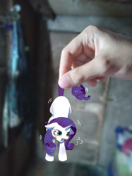 Size: 1280x1707 | Tagged: safe, artist:marychristine08, rarity, human, pony, g4, angry, cute, female, hand, irl, irl human, mare, photo, ponies in real life, solo, tiny, tiny ponies