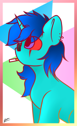 Size: 1928x3128 | Tagged: safe, artist:tz055, oc, oc:tz055, pony, unicorn, cigarette, simple background, solo