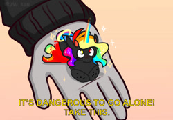 Size: 1073x745 | Tagged: safe, artist:lrusu, oc, oc:princess bonquisha, oc:princess sugarlicious bonquisha shanana sparkle doombringer the 3rd, alicorn, pony, halo, hand, hat, horn, party hat, solo, wings