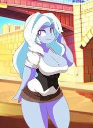 Size: 3900x5343 | Tagged: safe, artist:aokushan, trixie, human, equestria girls, g4, big breasts, breasts, busty trixie, cleavage, female, solo