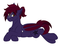 Size: 1886x1474 | Tagged: safe, artist:monsoonvisionz, oc, oc only, oc:sunup howdy, bat pony, pony, cheek fluff, chest fluff, concave belly, ear fluff, leg fluff, lying down, prone, quadrupedal, simple background, smug, solo, sternocleidomastoid, transparent background