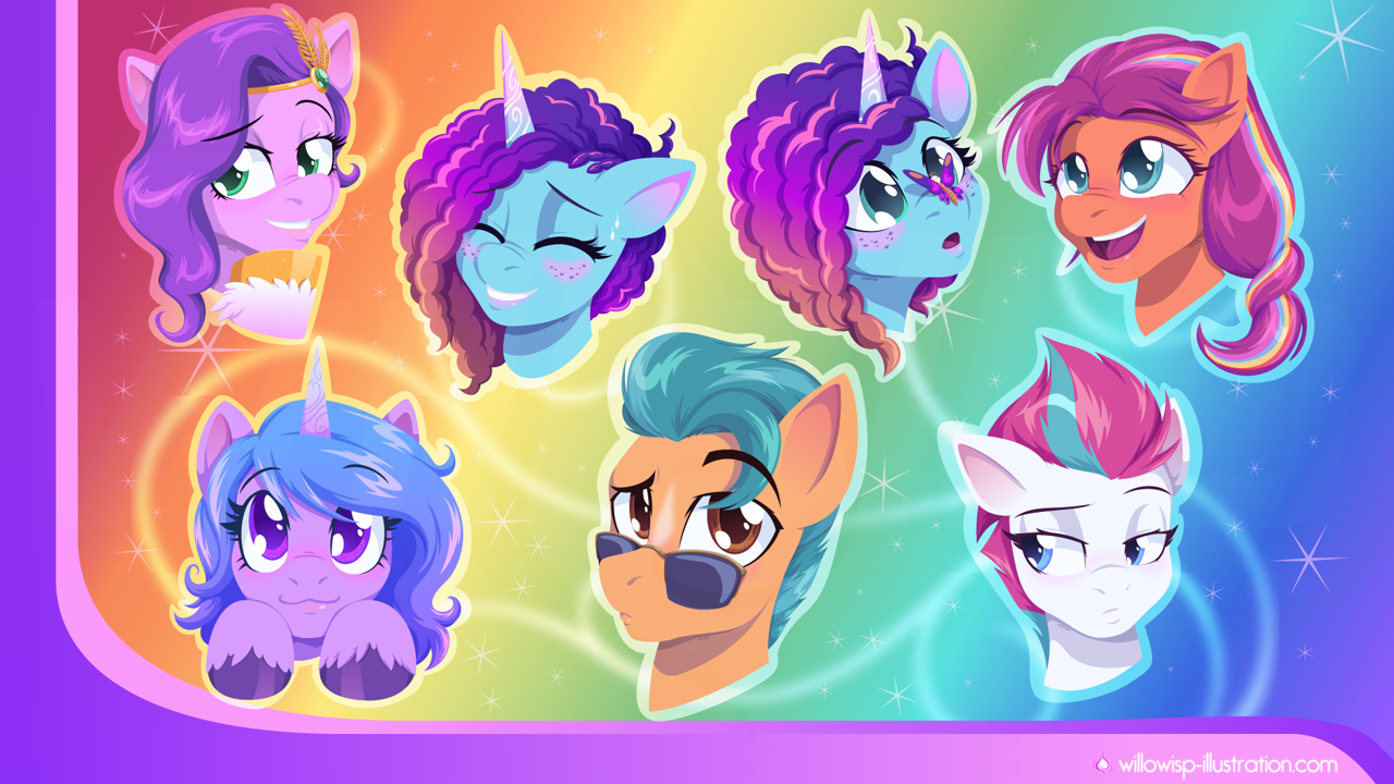 [:3,blushing,braid,butterfly,cute,earth pony,eyebrows,eyes closed,female,freckles,g5,grin,happy,hooves,horn,jewelry,looking at you,male,mare,multicolored hair,open mouth,pegasus,pony,ponytail,rainbow,safe,sparkles,stallion,sweat,text,unicorn,unshorn fetlocks,regalia,rainbow background,raised eyebrow,:o,insect on nose,emotes,colored eyelashes,abstract background,gradient mane,colored hooves,mane five,braided ponytail,raised eyebrows,smiling,smiling at you,diadem,hoof on chin,colored pupils,coat markings,gold hooves,gradient hair,eyebrows visible through hair,multicolored mane,open smile,gradient horn,sunnybetes,mane six (g5),butterfly on nose,mistybetes,socks (coat markings),artist:willoillo,sunny starscout,izzybetes,adorapipp,izzy moonbow,hitch trailblazer,zipp storm,pipp petals,adorazipp,my little pony: tell your tale,my little pony: make your mark,mane stripe sunny,misty brightdawn,rebirth misty]