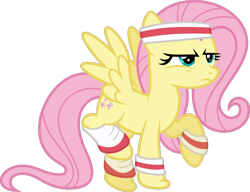 Size: 7210x5540 | Tagged: safe, artist:starryshineviolet, fluttershy, pegasus, pony, g4, hurricane fluttershy, absurd resolution, female, mare, simple background, solo, transparent background, vector, workout, workout outfit
