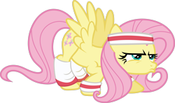 Size: 7341x4306 | Tagged: safe, artist:starryshineviolet, fluttershy, pegasus, pony, g4, hurricane fluttershy, absurd resolution, female, mare, simple background, solo, transparent background, vector, workout, workout outfit
