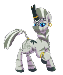 Size: 815x981 | Tagged: safe, artist:gosha305, zecora, kirin, zebra, g4, cheek fluff, chest fluff, ear fluff, ear piercing, earring, eyebrows, full body, horn, horn ring, jewelry, kirin-ified, looking at you, multicolored hair, piercing, ring, simple background, slight smile, solo, species swap, stripes, transparent background, unshorn fetlocks