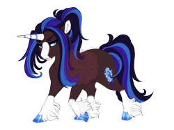 Size: 3600x2700 | Tagged: safe, artist:gigason, oc, oc only, oc:secret sword, pony, unicorn, blaze (coat marking), blue eyes, closed mouth, cloven hooves, coat markings, colored hooves, colored horn, facial markings, female, frown, gradient hooves, high res, hoof polish, horn, magical gay spawn, mare, obtrusive watermark, offspring, parent:shining armor, parent:trouble shoes, ponytail, raised hoof, simple background, socks (coat markings), solo, striped horn, transparent background, unshorn fetlocks, watermark