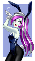 Size: 2034x3500 | Tagged: safe, artist:nekojackun, oc, oc only, oc:rosemile mulberry, human, equestria girls, g4, breasts, bunny ears, bunny suit, clothes, cuffs (clothes), female, gloves, high res, leotard, long hair, looking at you, open mouth, open smile, reasonably sized breasts, smiling, solo