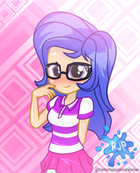 Size: 2015x2490 | Tagged: safe, artist:rjp.rammy, oc, oc:margaret hailey, human, equestria girls, g4, clothes, female, glasses, high res, shirt, skirt, solo