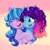 Size: 2048x2048 | Tagged: safe, artist:galaxy swirl, izzy moonbow, misty brightdawn, pony, unicorn, g5, spoiler:g5, abstract background, blushing, bust, coat markings, colored hooves, colored horn, cute, duo, duo female, eyes closed, female, gradient hair, gradient horn, gradient mane, happy, high res, horn, hug, izzybetes, mare, mistybetes, multicolored hair, multicolored mane, open mouth, open smile, rebirth misty, signature, smiling, socks (coat markings), unshorn fetlocks
