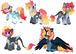 Size: 7407x5237 | Tagged: safe, artist:crazylooncrest, artist:crazysketch101, oc, oc:crazy looncrest, alicorn, earth pony, pegasus, pony, alternate, clone, simple background, transparent background