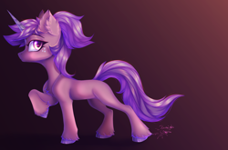 Size: 5760x3800 | Tagged: safe, artist:jsunlight, oc, oc only, pony, unicorn, chest fluff, ear fluff, female, gradient background, horn, mare, raised hoof, side view, solo, unicorn oc