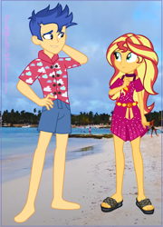 Size: 2204x3060 | Tagged: safe, artist:spiralofficialartsyt, flash sentry, sunset shimmer, human, equestria girls, g4, equestria girls in real life, female, high res, irl, male, mexico, photo, ship:flashimmer, shipping, straight