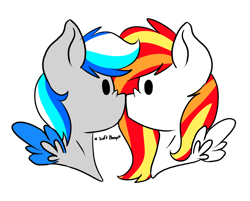 Size: 1840x1480 | Tagged: safe, artist:noxi1_48, oc, oc only, oc:diamond sun, oc:hawker hurricane, pegasus, pony, daily dose of friends, boop, bust, colored wings, duo, noseboop, simple background, transparent background, two toned wings, wings