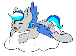 Size: 2093x1542 | Tagged: safe, artist:noxi1_48, oc, oc only, oc:hawker hurricane, pegasus, pony, daily dose of friends, cloud, colored wings, lying down, on a cloud, simple background, solo, transparent background, two toned wings, wings