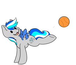Size: 2000x1728 | Tagged: safe, artist:noxi1_48, oc, oc only, oc:hawker hurricane, pegasus, pony, daily dose of friends, ball, colored wings, simple background, solo, transparent background, two toned wings, wings