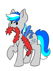 Size: 1500x2000 | Tagged: safe, artist:noxi1_48, oc, oc only, oc:hawker hurricane, pegasus, pony, daily dose of friends, colored wings, garland, mouth hold, simple background, solo, transparent background, two toned wings, wings