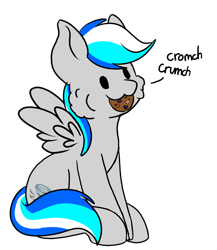 Size: 1738x2000 | Tagged: safe, artist:noxi1_48, oc, oc only, oc:hawker hurricane, pegasus, pony, daily dose of friends, cookie, eating, food, simple background, sitting, solo, transparent background