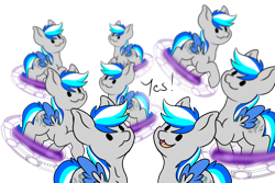 Size: 3000x2000 | Tagged: safe, artist:noxi1_48, oc, oc only, oc:hawker hurricane, pegasus, pony, daily dose of friends, colored wings, high res, magic, magic circle, multeity, self paradox, self ponidox, simple background, smiling, transparent background, two toned wings, wings