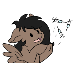 Size: 1735x1402 | Tagged: safe, artist:noxi1_48, oc, oc only, pegasus, pony, daily dose of friends, ears back, simple background, solo, syringe, transparent background