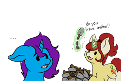 Size: 3000x2000 | Tagged: safe, artist:noxi1_48, oc, oc only, oc:creatio, oc:treble pen, pony, unicorn, daily dose of friends, duo, high res, simple background, transparent background