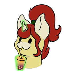 Size: 1180x1320 | Tagged: safe, artist:noxi1_48, oc, oc only, oc:treble pen, pony, unicorn, daily dose of friends, bubble tea, bust, drink, drinking, drinking straw, simple background, solo, transparent background