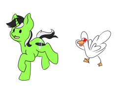 Size: 3729x2610 | Tagged: safe, artist:noxi1_48, oc, oc only, oc:onyx stell, bird, goose, pony, unicorn, daily dose of friends, glowing, glowing eyes, high res, simple background, solo, transparent background