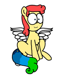 Size: 3023x3351 | Tagged: safe, artist:professorventurer, oc, oc only, oc:power star, pegasus, pony, :3, blank stare, chest fluff, female, high res, mare, pegasus oc, rule 85, simple background, sitting, solo, spread wings, super mario 64, white background, wings