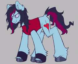 Size: 2470x2050 | Tagged: safe, artist:k0br4, earth pony, pony, bert mccracken, blue eyes, clothes, dyed mane, dyed tail, emo, gloves, high res, hoof polish, male, ponified, shirt, smiling, solo, stallion, tail, the used, two toned mane, two toned tail, unshorn fetlocks