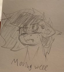 Size: 2243x2527 | Tagged: safe, artist:reddthebat, oc, oc only, oc:reddthebat, bat pony, pony, bat pony oc, bust, fangs, female, frown, high res, mare, monochrome, pencil drawing, sad, solo, traditional art, wavy mouth