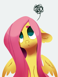 Size: 1686x2221 | Tagged: safe, artist:28gooddays, fluttershy, pegasus, pony, g4, :<, beanbrows, cute, eyebrows, female, floppy ears, frown, looking up, mare, no pupils, partially open wings, pictogram, sad, sadorable, shyabetes, simple background, solo, white background, wings