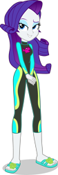 Size: 1339x3973 | Tagged: safe, alternate version, artist:dustinwatsongkx, rarity, human, equestria girls, g4, my little pony equestria girls: better together, accessory swap, barefoot, clothes, clothes swap, feet, female, fluttershy's wetsuit, high res, sandals, simple background, solo, swimsuit, swimsuit swap, transparent background, vector, wetsuit