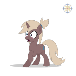 Size: 3000x3000 | Tagged: safe, artist:r4hucksake, oc, oc only, oc:deep field, pony, unicorn, blushing, female, high res, horn, mare, open mouth, raised hoof, scared, shocked, simple background, solo, transparent background, unicorn oc, watermark