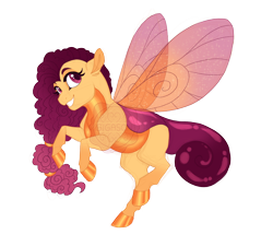 Size: 4000x3600 | Tagged: safe, artist:gigason, oc, oc only, oc:honey bee, changepony, hybrid, colored hooves, female, gradient legs, gradient mane, gradient tail, grin, hoof polish, hybrid oc, magenta eyes, magical gay spawn, mare, not breezie, not saffron masala, not species swap, obtrusive watermark, offspring, parent:cheese sandwich, parent:thorax, ponytail, rearing, simple background, smiling, solo, sparkly wings, tail, transparent background, transparent wings, watermark, wings