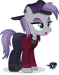 Size: 3167x4026 | Tagged: safe, artist:anime-equestria, boulder (g4), maud pie, earth pony, pony, g4, '90s, alternate hairstyle, backwards ballcap, baseball cap, cap, clothes, ear piercing, female, hat, jewelry, mare, necklace, piercing, shirt, shoes, simple background, solo, sunglasses, transparent background, vector
