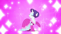 Size: 1280x720 | Tagged: safe, screencap, rarity, pony, unicorn, g4, too many pinkie pies, clothes, dress, female, mare, solo, sparkles