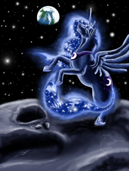 Size: 828x1104 | Tagged: safe, artist:aprilsilverwolf, nightmare moon, alicorn, pony, g4, crying, female, mare, moon, old art, sad, solo, stars