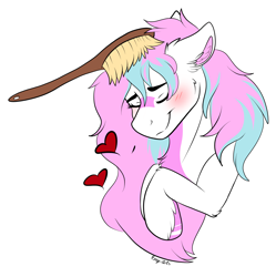 Size: 2000x2010 | Tagged: safe, artist:monsoonvisionz, oc, oc only, oc:dyn, pegasus, pony, bliss, blushing, brush, eyes closed, facial markings, fluffy, happy, heart, high res, multicolored hair, multicolored mane, simple background, solo, transparent background, unshorn fetlocks