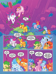 Size: 768x1024 | Tagged: safe, idw, official comic, hitch trailblazer, izzy moonbow, pipp petals, sunny starscout, zipp storm, earth pony, pegasus, pony, unicorn, camp bighoof #2, g5, my little pony: camp bighoof, official, spoiler:comic, spoiler:g5, spoiler:g5comic, female, male, mane five, mare, stallion