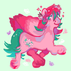 Size: 2048x2048 | Tagged: safe, artist:poniesart, twinkle bloom, pegasus, pony, g3, green background, high res, simple background, solo