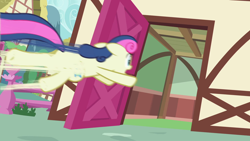 Size: 1920x1080 | Tagged: safe, screencap, bon bon, sweetie drops, earth pony, pony, g4, season 2, the cutie pox, bon butt, butt, door, female, great moments in animation, house, mare, motion blur, open door, plot, ponyville, smear frame, solo