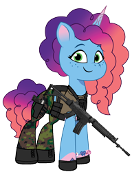 Size: 920x1200 | Tagged: safe, artist:edy_january, artist:prixy05, edit, vector edit, misty brightdawn, pony, unicorn, g5, my little pony: tell your tale, armor, assault rifle, body armor, boots, call of duty, call of duty: modern warfare 2, camouflage, canada, canadian, clothes, delta forces, fn fnc, fnc, gloves, guerilla, gun, handgun, looking at you, military, military uniform, pistol, rebirth misty, rifle, rockie, rockie misty, shirt, shoes, simple background, soldier, soldier pony, solo, special forces, tactical pony, tank top, transparent background, uniform, us army, usp 45, vector, warfighter, weapon