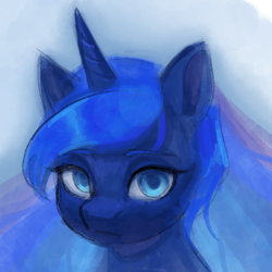 Size: 1536x1536 | Tagged: safe, artist:rily, princess luna, alicorn, pony, g4, best pony, best princess, female, looking at you, simple background, solo