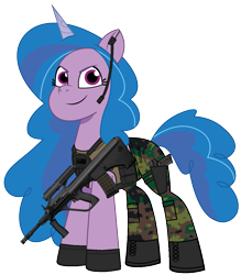 Size: 1053x1200 | Tagged: safe, artist:edy_january, artist:prixy05, edit, vector edit, izzy moonbow, pony, unicorn, g5, my little pony: tell your tale, armor, assault rifle, australia, australian, body armor, boots, bullpap, call of duty, call of duty: modern warfare 2, camouflage, clothes, delta forces, five seven, gloves, gun, handgun, looking at you, military, military uniform, operator, rifle, shirt, shoes, simple background, soldier, soldier pony, solo, special forces, steyr aug, tank top, transparent background, uniform, vector, warfighter, weapon
