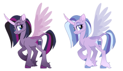 Size: 1781x1030 | Tagged: safe, artist:unoriginai, oc, oc only, classical unicorn, pony, unicorn, alternate design, artificial wings, augmented, cloven hooves, cute, horn, leonine tail, magic, magic wings, magical lesbian spawn, offspring, parent:oleander (tfh), parent:twilight sparkle, simple background, transparent background, unshorn fetlocks, wings