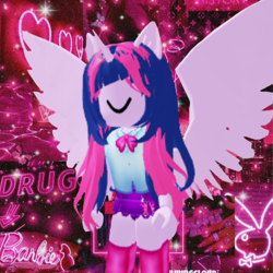 Size: 1280x1280 | Tagged: safe, twilight sparkle, butterfly, anthro, equestria girls, g4, arrow, bangs, barbie, bow, bowtie, bratz, button, buttons, city, closed mouth, clothes, complex background, cutie mark on clothes, drugs, female, glowing, hand, heart, horn, irl, jewelry, lights, long hair, long socks, louis vuitton, multicolored hair, nails, photo, pink background, playboy, playboy bunny, pleated skirt, pony ears, ring, roblox, shirt, short sleeves, simple background, skirt, smiling, socks, solo, sparkles, standing, stars, straight hair, text, twilight sparkle (alicorn), water, wings
